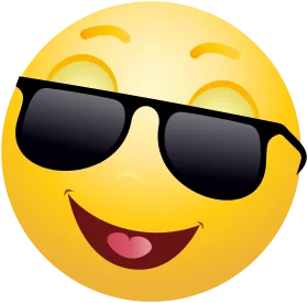Cool Sunglasses Emoji Clipart: Cheerful Yellow Smiley Face with Dark Shades