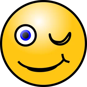 Playful One-Eyed Winking Yellow Smiley Face Clipart with Charming Expression