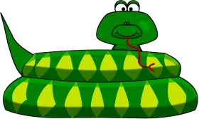 Adorable Green and Yellow Striped Snake Cartoon Clipart Design