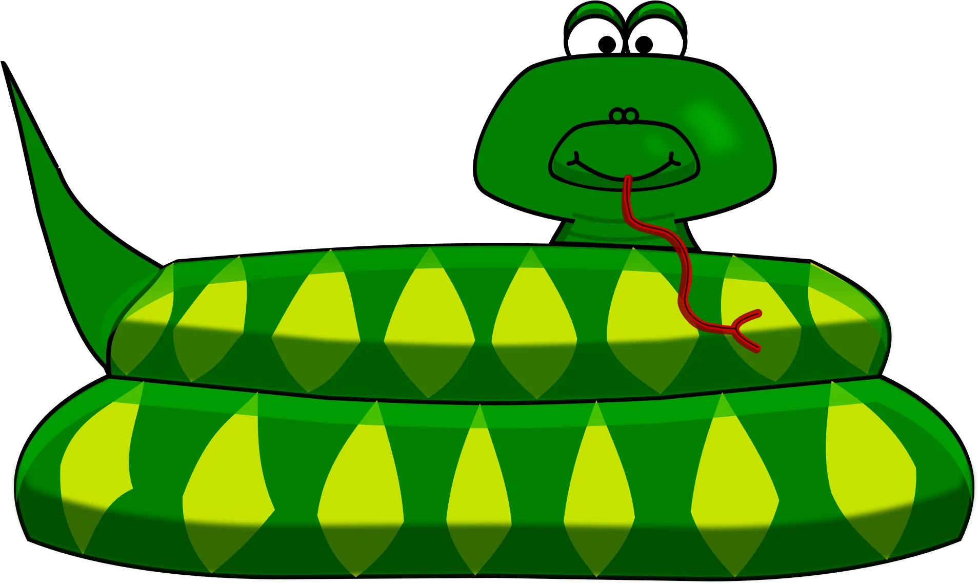 Adorable Green and Yellow Striped Snake Cartoon Clipart Design