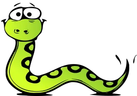 Cartoon Green Snake Clipart with Playful Expression and Curvy Design
