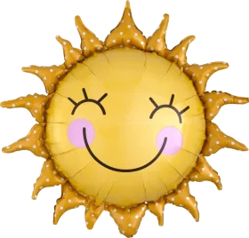 Cheerful Golden Sunshine Clipart with Adorable Smiling Face and Radiant Rays