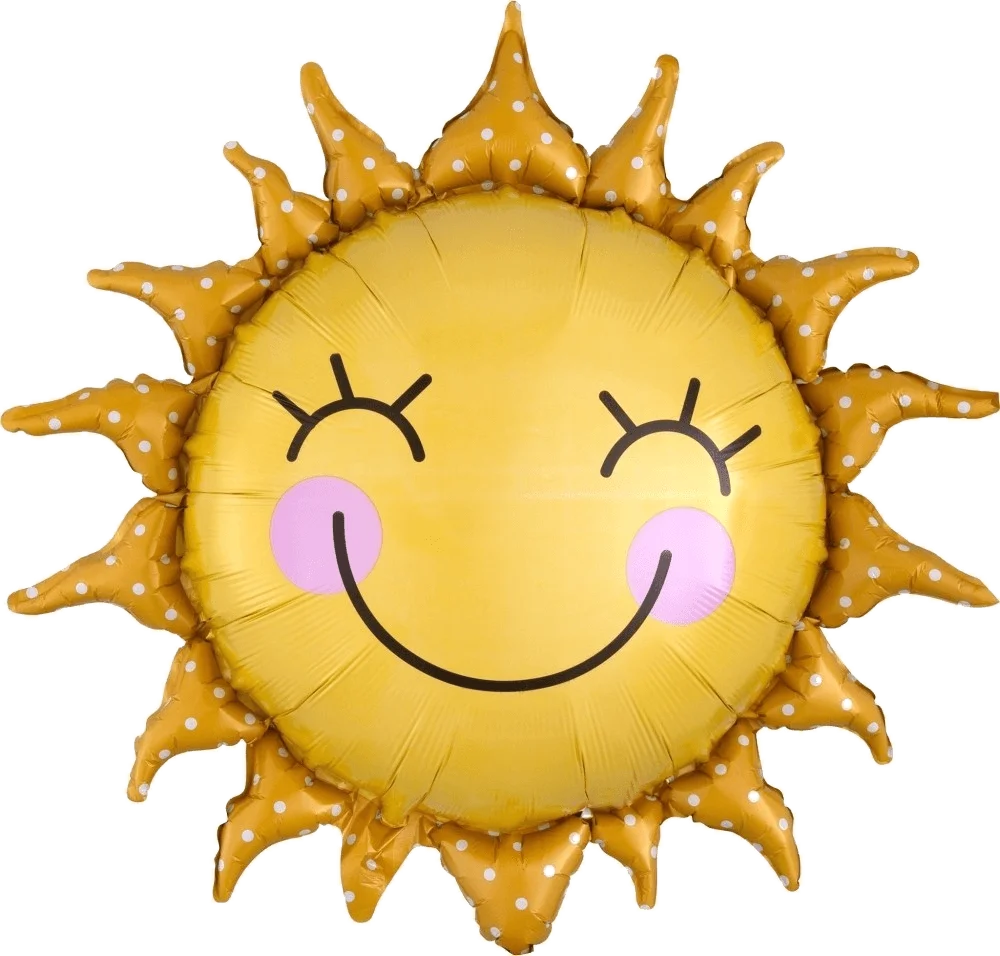 Cheerful Golden Sunshine Clipart with Adorable Smiling Face and Radiant Rays