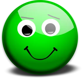 Cheerful Green 3D Smiley Clipart with Glossy Spherical Design and Friendly Expression