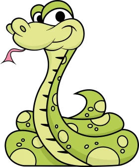 Cheerful Green Snake Cartoon Clipart - Friendly Reptile Character Design