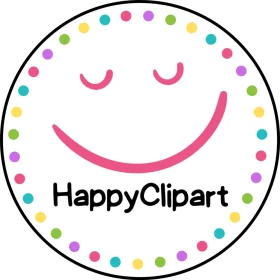 Cheerful HappyClipart Smiley Logo with Playful Multicolored Polka Dot Border