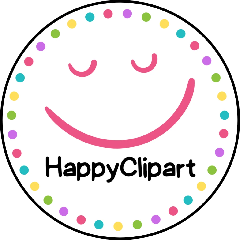 Cheerful HappyClipart Smiley Logo with Playful Multicolored Polka Dot Border