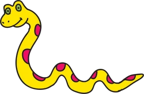 Cheerful Yellow and Red Cartoon Snake Clipart for Kids' Illustrations