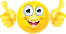 Cheerful Yellow Emoji Clipart Giving Double Thumbs Up with Expressive Grin