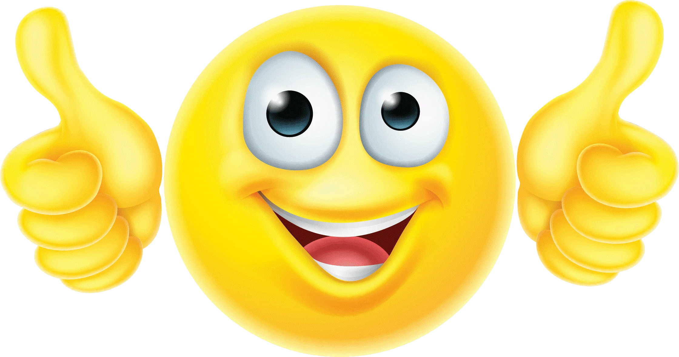 Cheerful Yellow Emoji Clipart Giving Double Thumbs Up with Expressive Grin