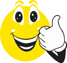 Cheerful Yellow Smiley Clipart Giving Enthusiastic Thumbs-Up Gesture