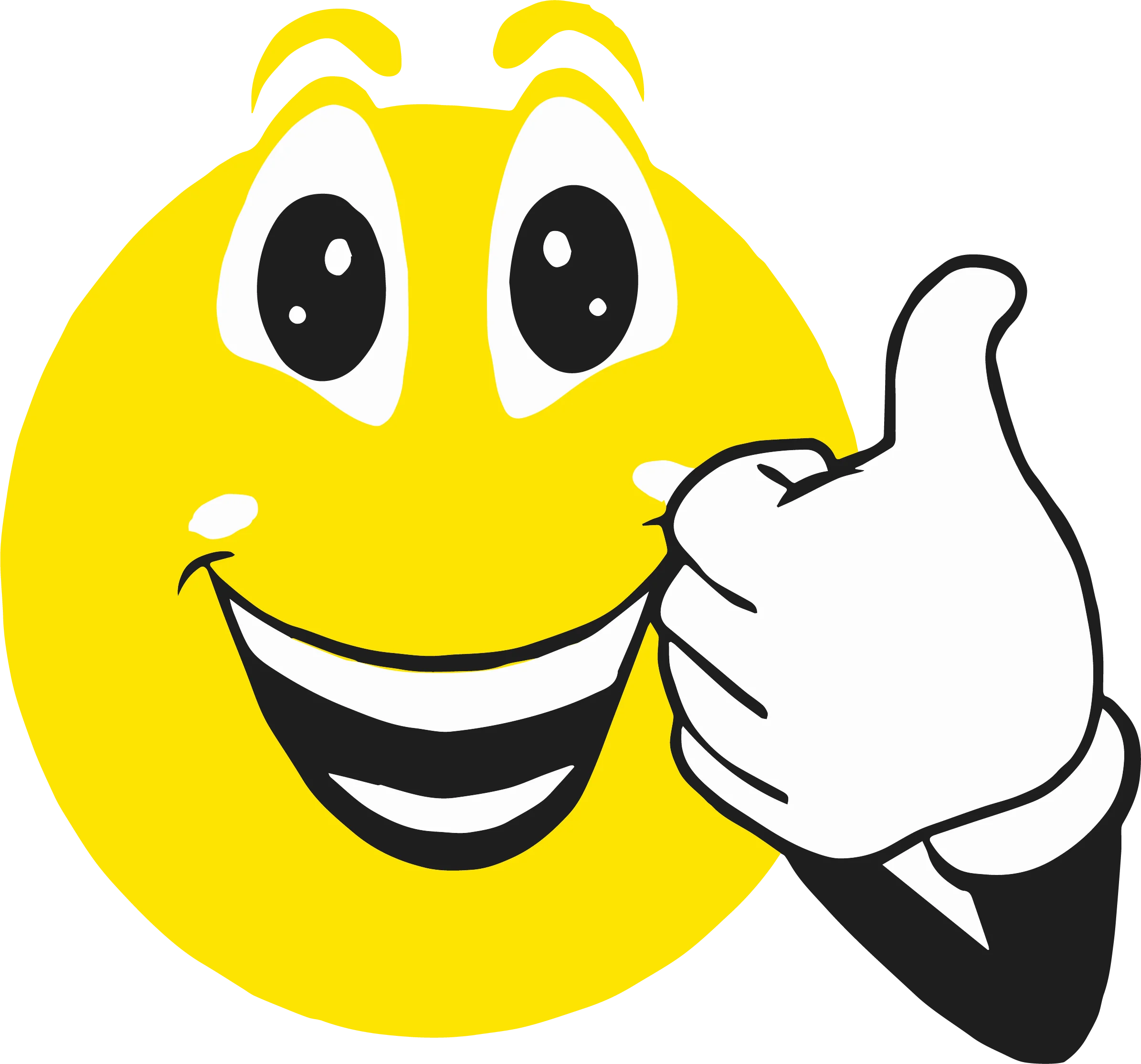 Cheerful Yellow Smiley Clipart Giving Enthusiastic Thumbs-Up Gesture