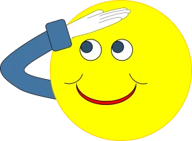 Cheerful Yellow Smiley Face Clipart with Blue Cap Saluting Playfully