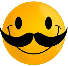 Classic Yellow Smiley Face Clipart with Stylish Handlebar Mustache Design