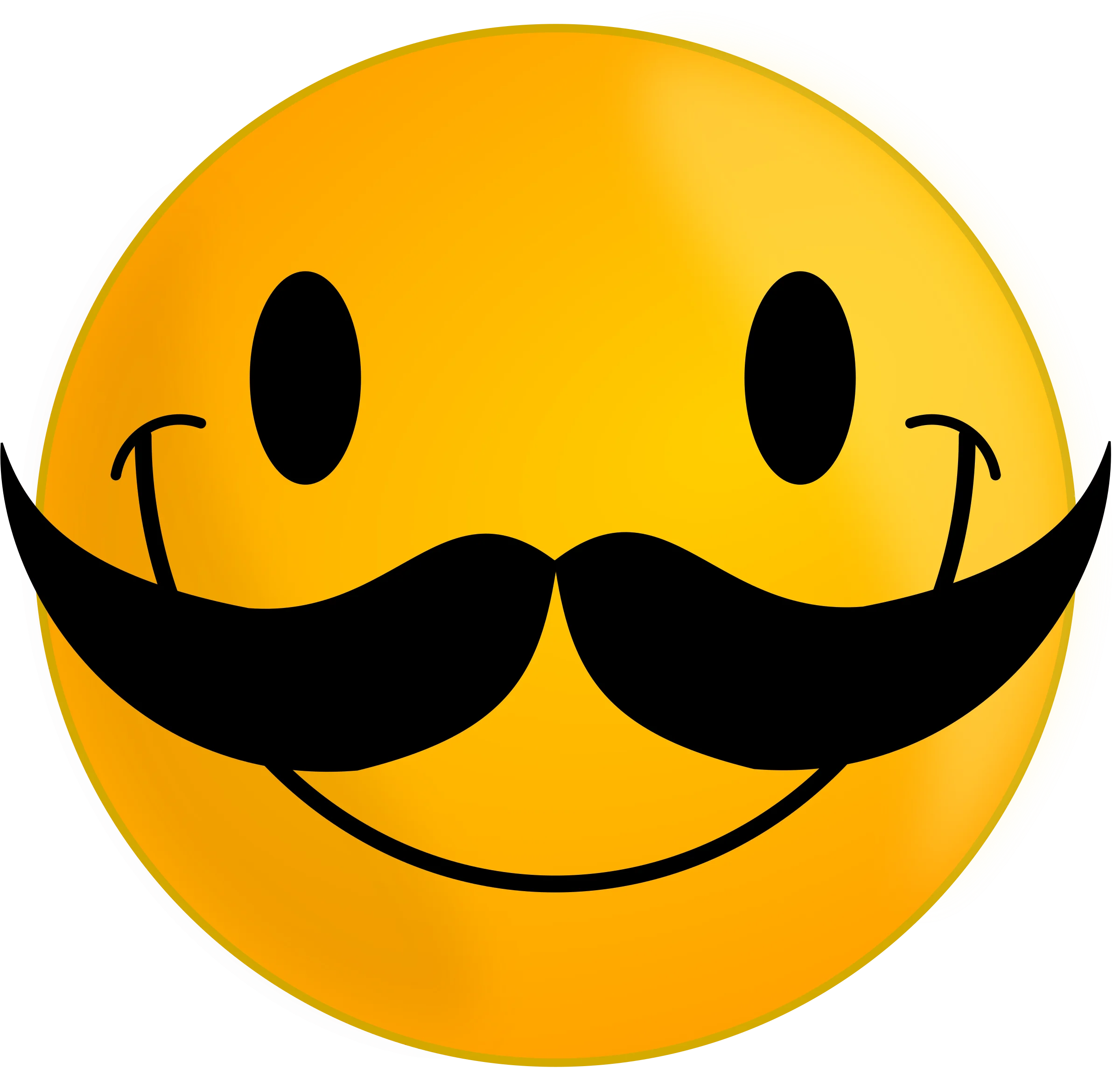 Classic Yellow Smiley Face Clipart with Stylish Handlebar Mustache Design