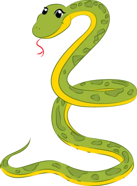 Cute Green and Yellow Cartoon Snake Clipart Design for Kids