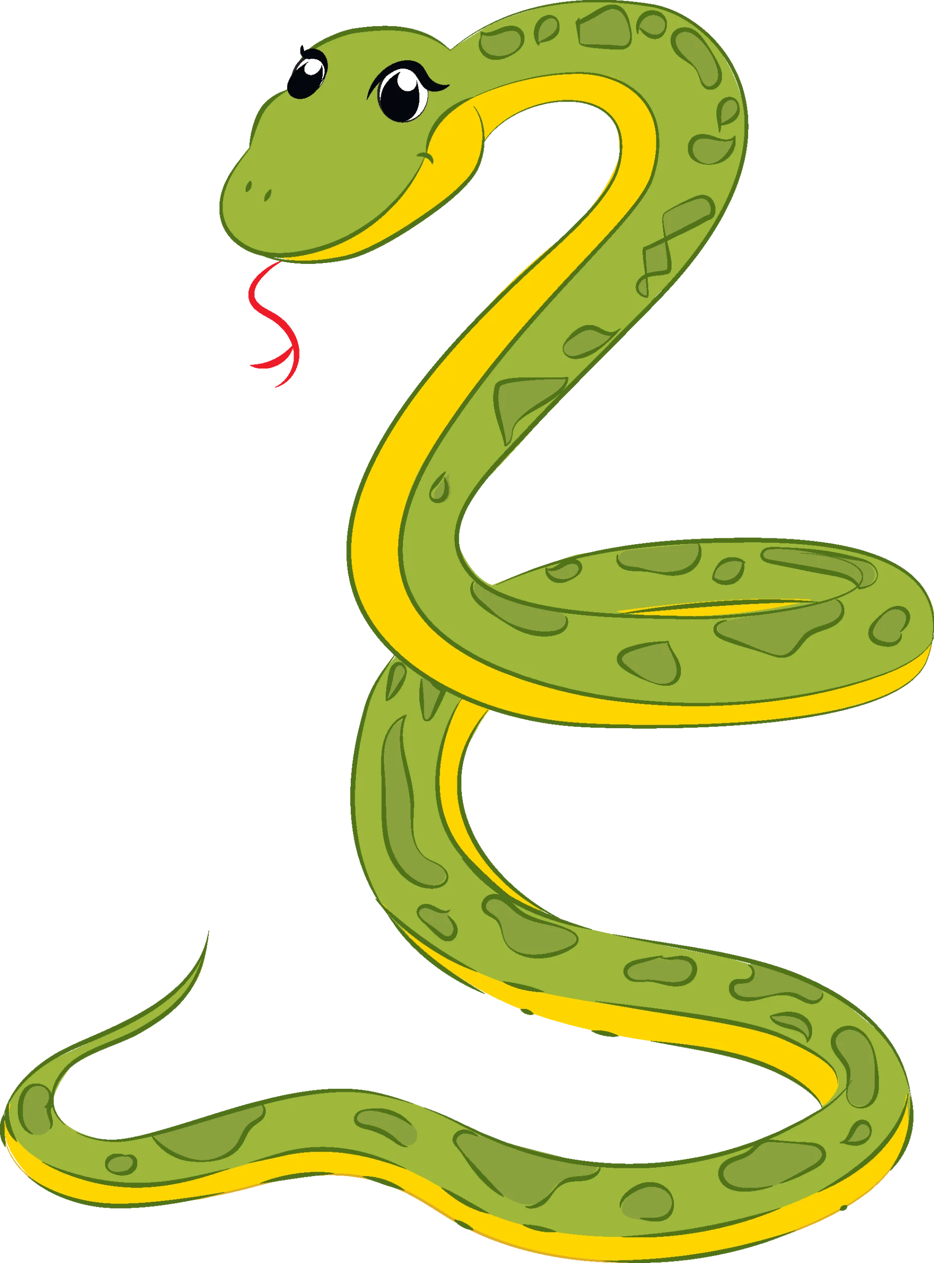 Cute Green and Yellow Cartoon Snake Clipart Design for Kids