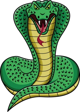 Fierce Green Cobra Clipart: Striking Serpent Illustration with Menacing Pose