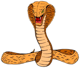 Fierce King Cobra Snake Striking Pose Detailed Cartoon Clipart Illustration
