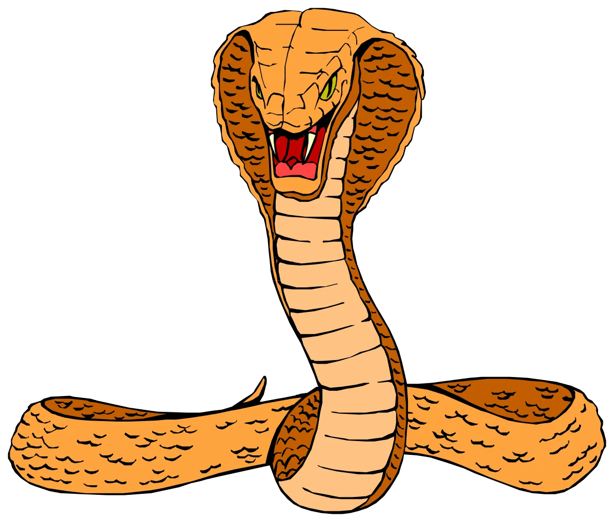 Fierce King Cobra Snake Striking Pose Detailed Cartoon Clipart Illustration