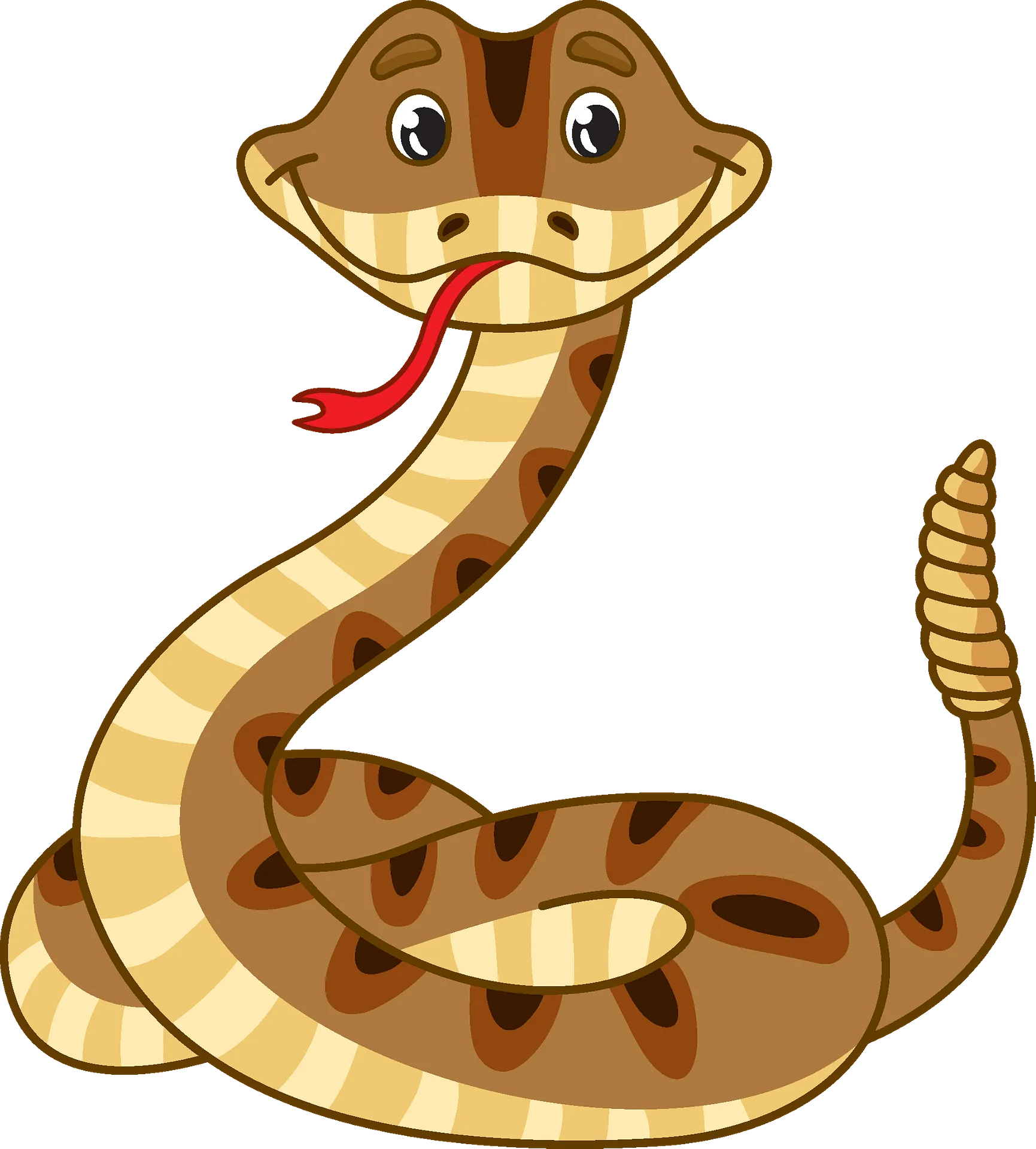Friendly Cartoon Snake Clipart with Charming Facial Expression and Coiled Body