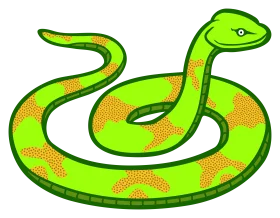Lime Green and Neon Orange Coiled Snake Cartoon Clipart Illustration