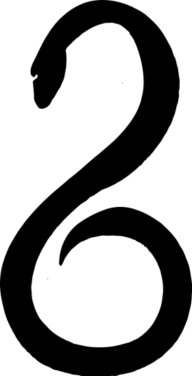 Minimalist Black Silhouette of Curving Snake Clipart Design Element