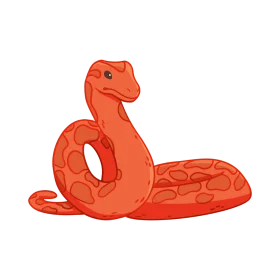 Playful Cartoon Red Snake Clipart with Friendly Expression and Curved Body