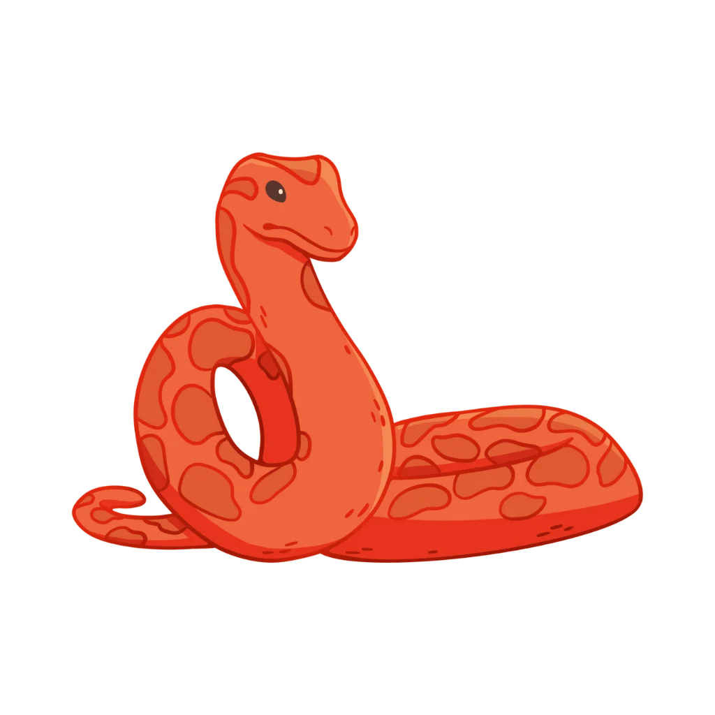 Playful Cartoon Red Snake Clipart with Friendly Expression and Curved Body