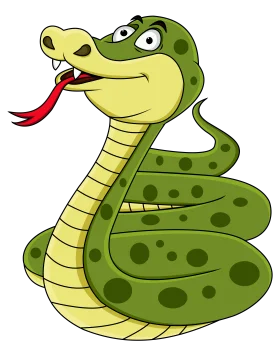 Playful Green Snake Cartoon Clipart with Charming Facial Expression