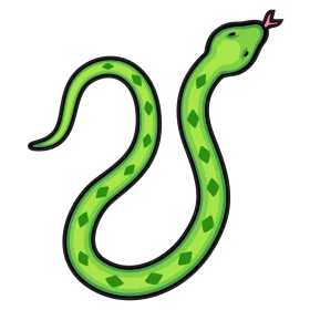 Playful Green Snake Clipart with Spotted Pattern and Forked Tongue