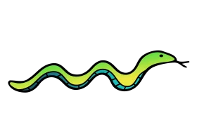 Whimsical Green and Blue Serpentine Snake Clipart Illustration