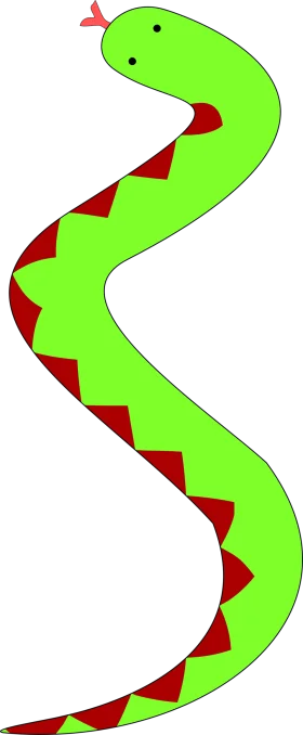 Whimsical Green and Red Serpentine Snake Clipart Illustration with Playful Design