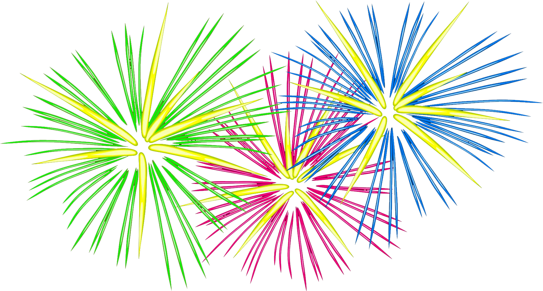 Colorful Exploding Fireworks Clipart - Festive Celebration Graphic Design