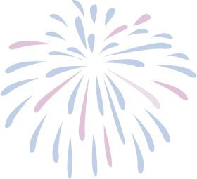Delicate Pastel Fireworks Clipart Explosion in Soft Blue and Pink Tones