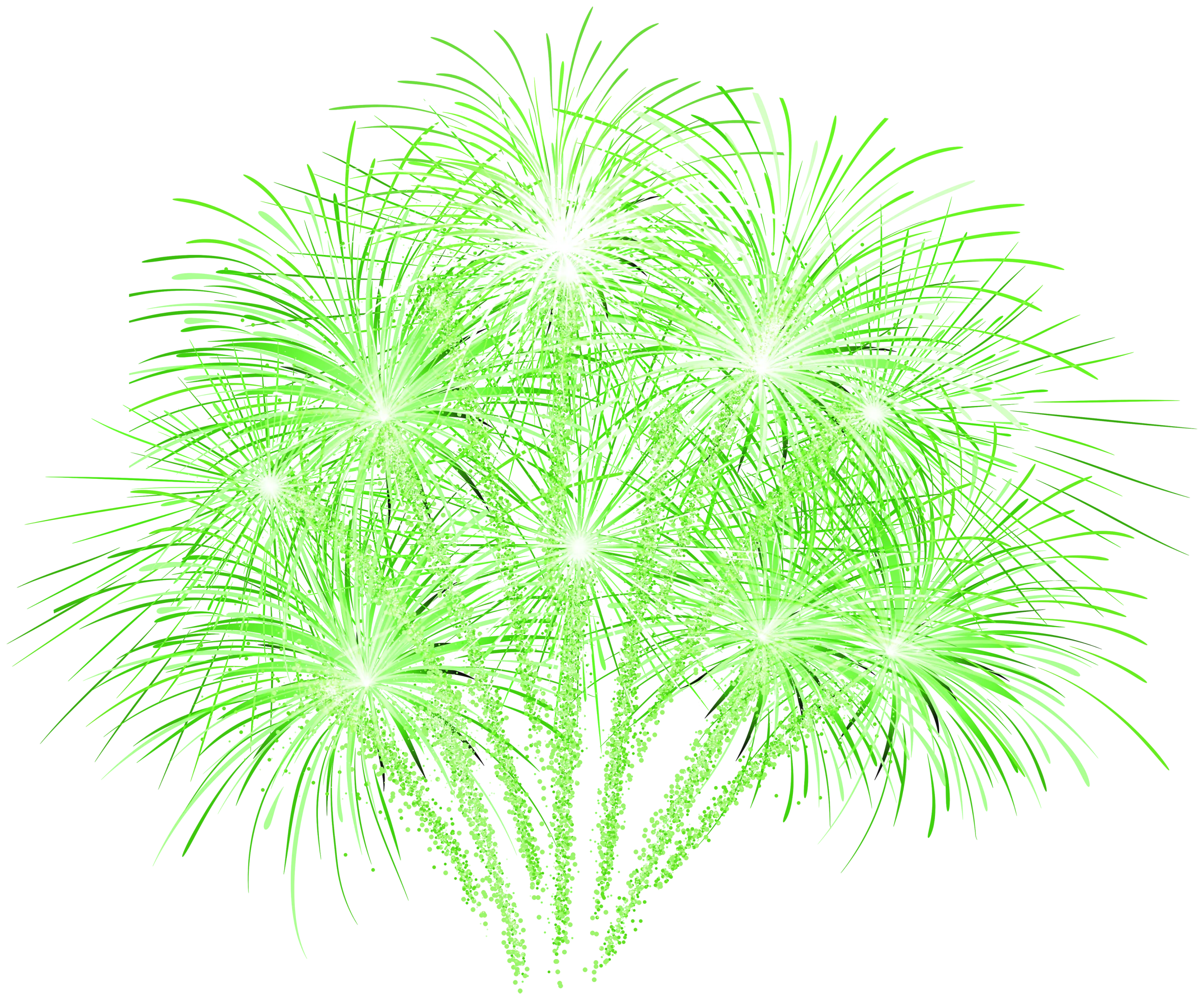 Ethereal Green Fireworks Explosion Clipart - Luminous Burst of Celebration
