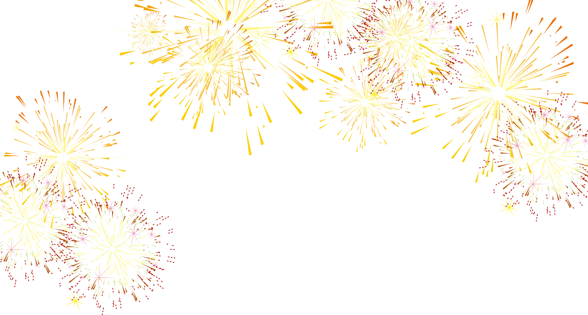 Radiant Golden Fireworks Explosion Clipart - Festive Celebration Sparkle Design