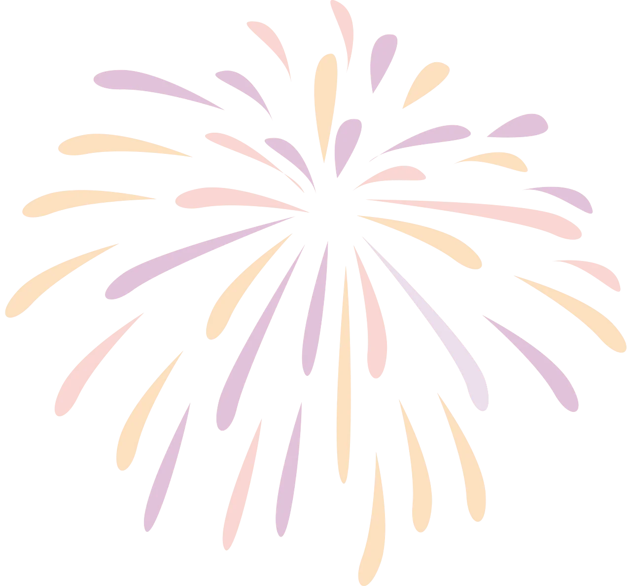 Soft Pastel Radiant Burst Fireworks Clipart Design for Celebrations