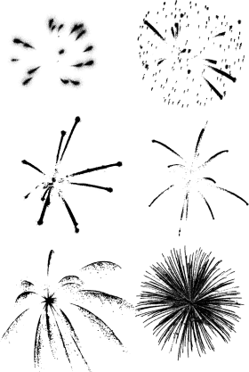 Black and White Fireworks Clipart Collection: Explosive Graphic Design Elements