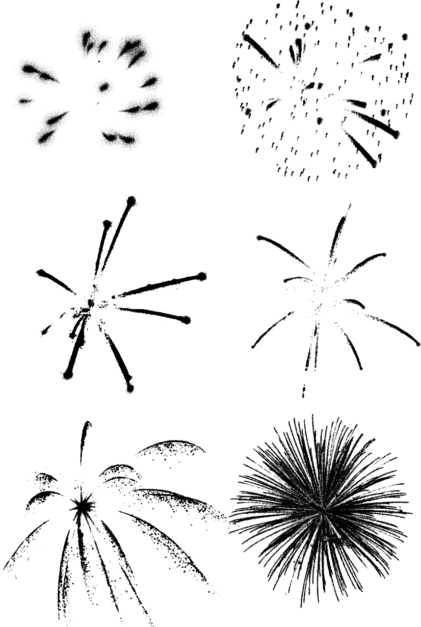 Black and White Fireworks Clipart Collection: Explosive Graphic Design Elements