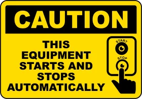 Caution Clipart: Automatic Equipment Startup Warning Safety Sign Design