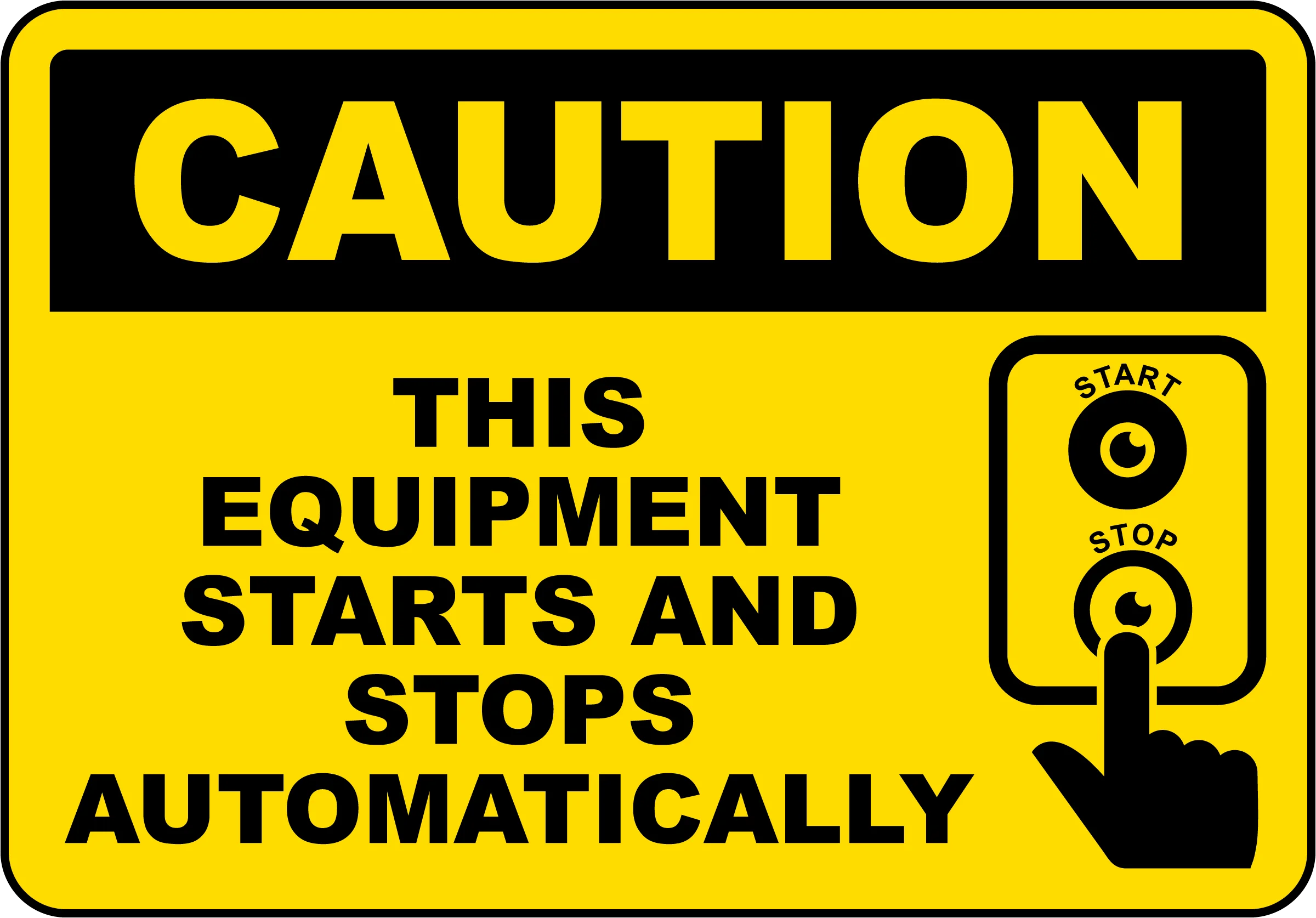 Caution Clipart: Automatic Equipment Startup Warning Safety Sign Design
