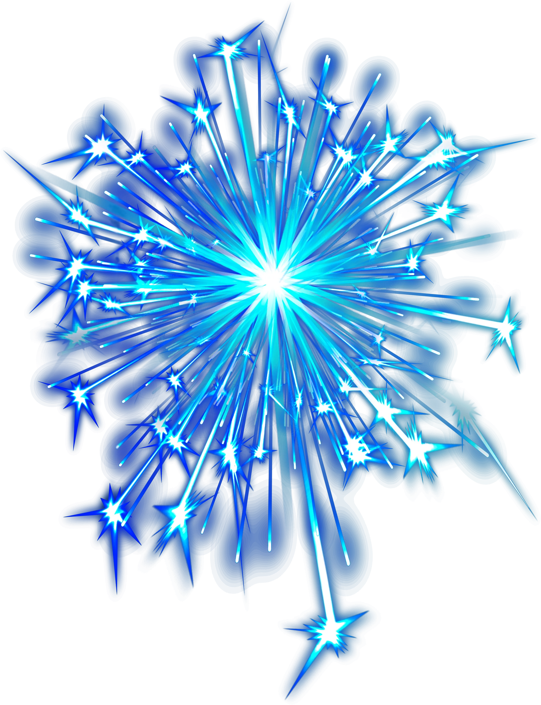 Celestial Blue Starburst Fireworks Clipart: Radiant Explosion of Icy Light