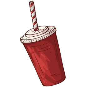Classic Red Takeaway Drink Clipart with Striped Straw Illustration