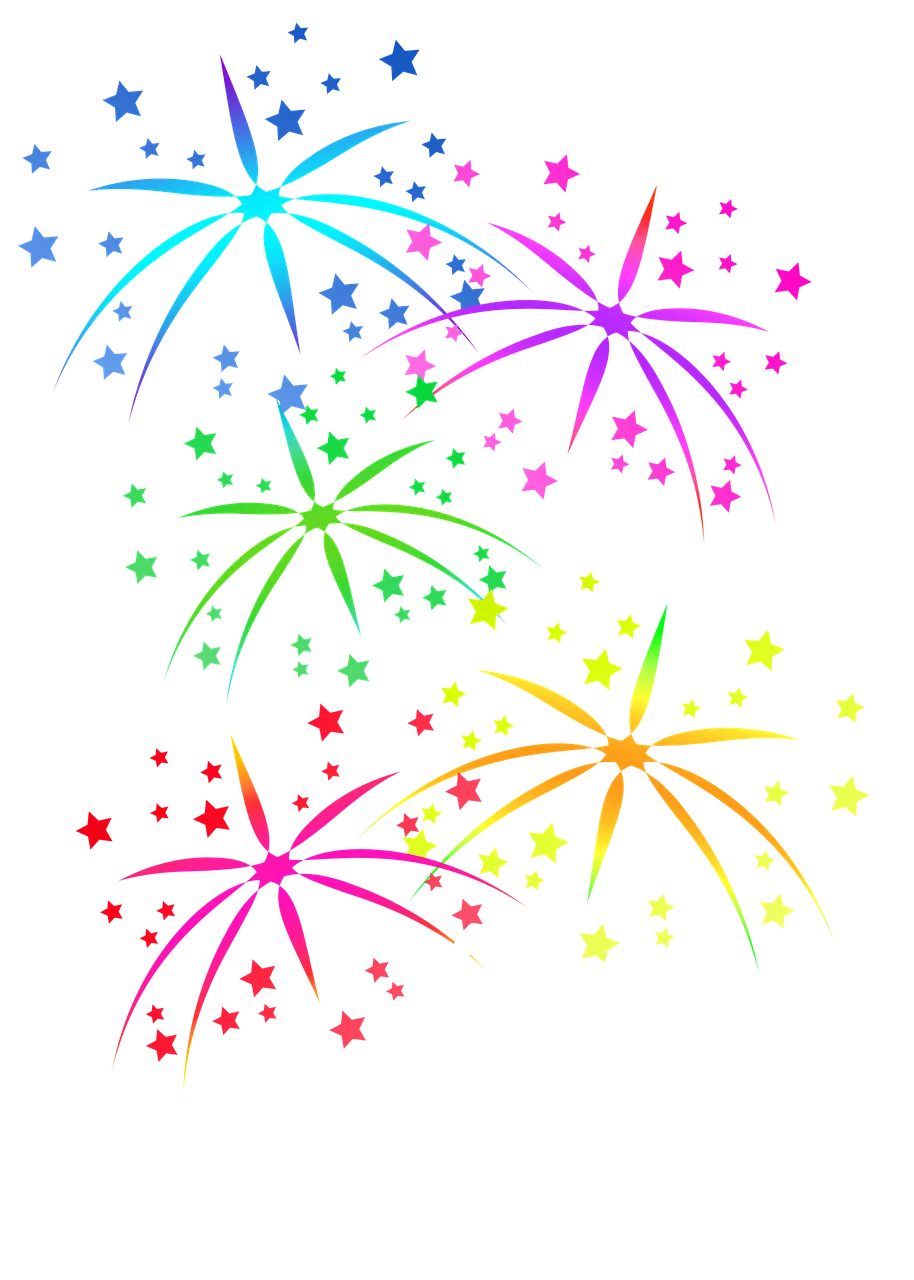 Colorful Festive Fireworks Celebration Explosion Clipart Design