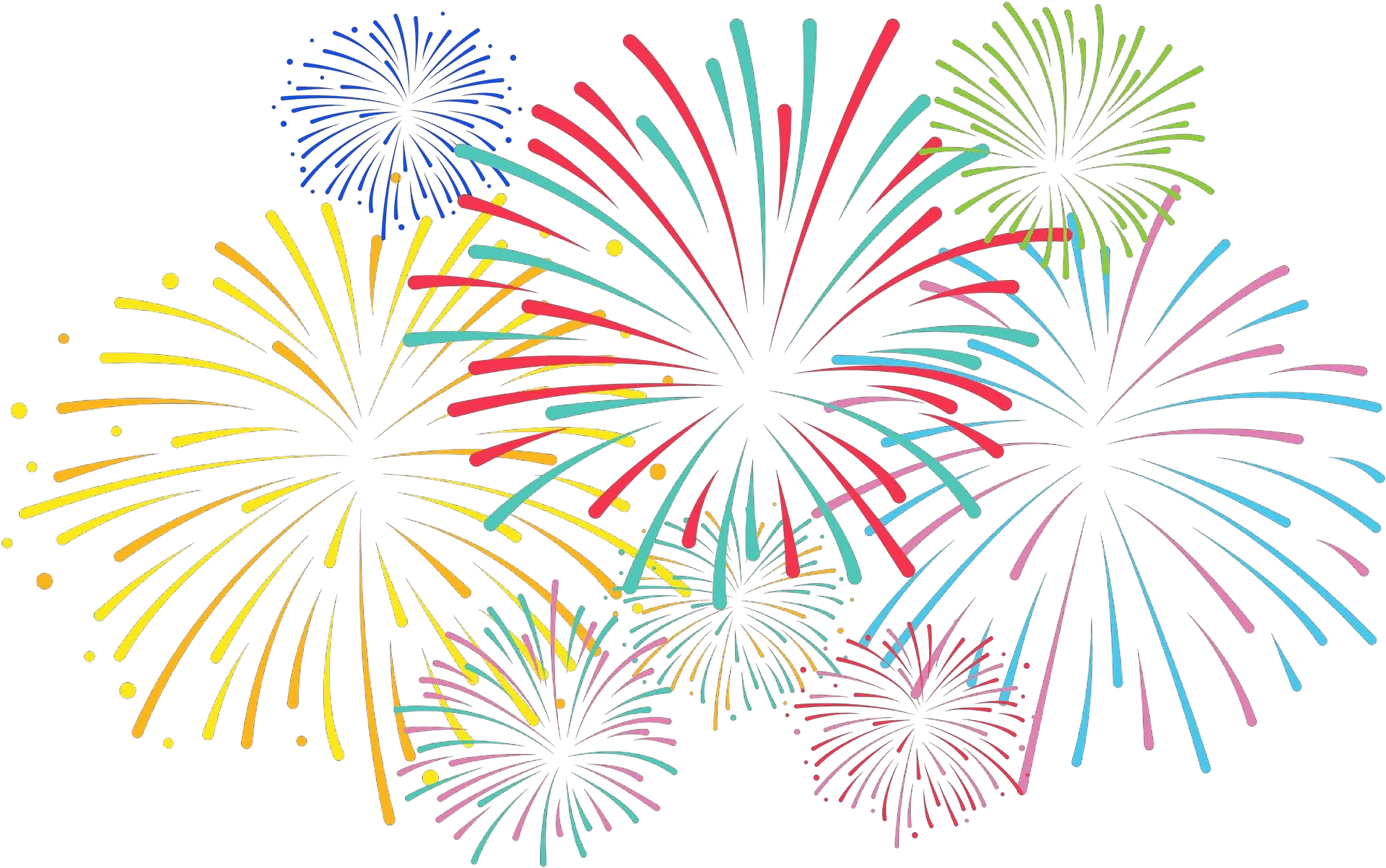 Dazzling Multicolored Fireworks Explosion Clipart - Festive Celebration Design