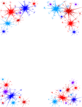 Dazzling Patriotic Fireworks Explosion Clipart Design with Radiant Starbursts