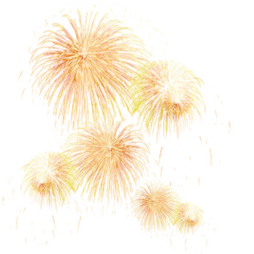 Delicate Golden Fireworks Clipart - Soft Radiant Pyrotechnic Explosion Design Element