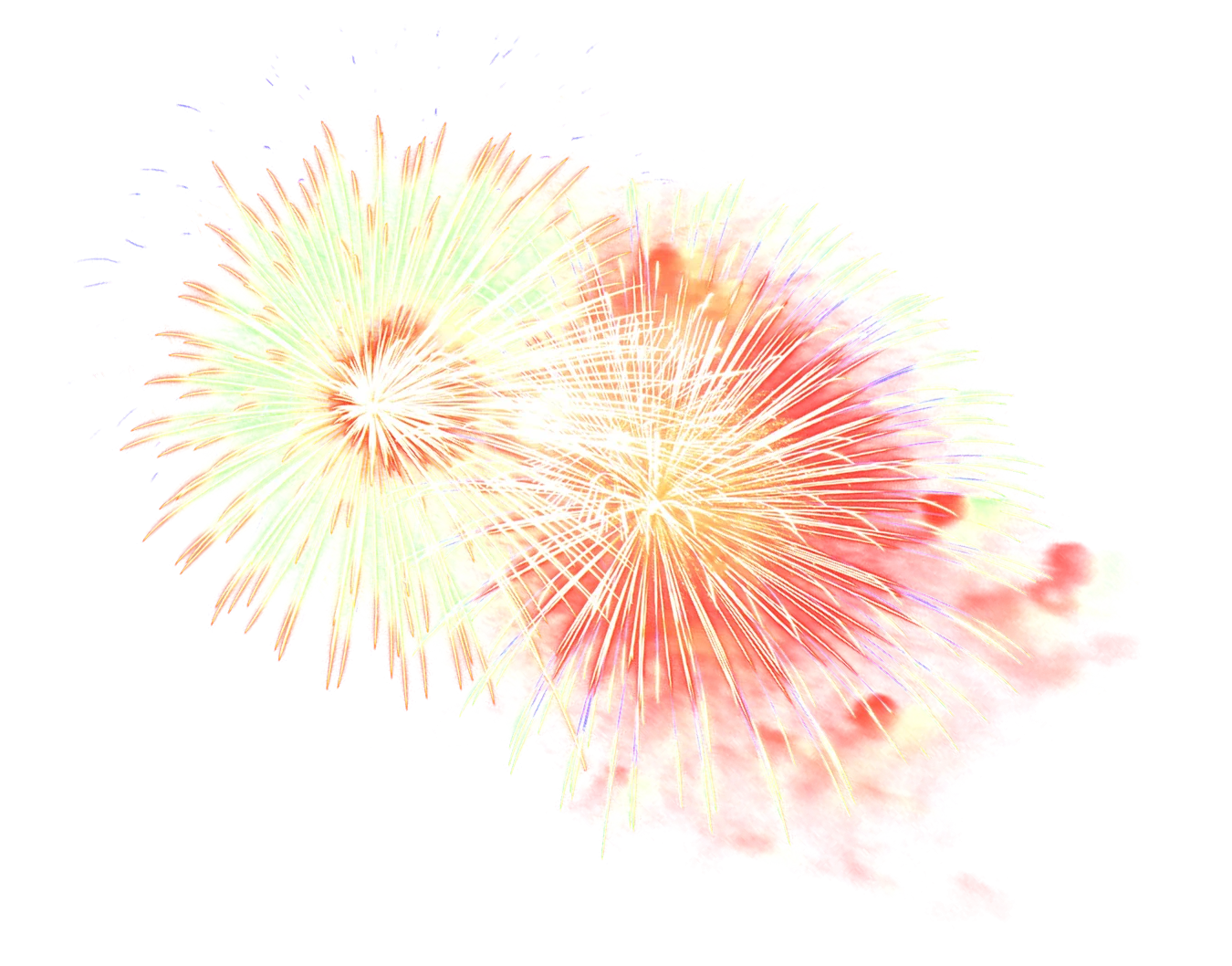 Delicate Pastel Fireworks Explosion Clipart with Soft Radiant Bursts