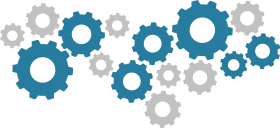 Interconnected Industrial Gears Clipart: Mechanical Synergy in Blue and Gray